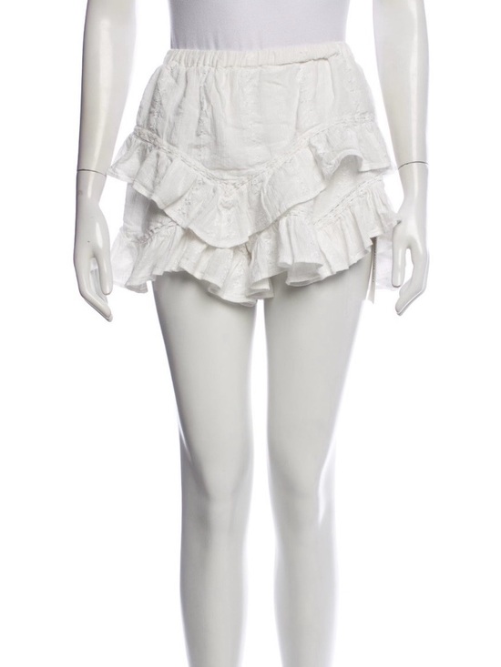 Isabel Marant Pants - Isabel Marant Etoile White Tiered Ruffle Shorts Size Medium (FR38)